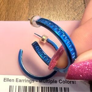 Blue Hoop Earrings in Liquid Metallic Serenity Blue -By Alexa Rae